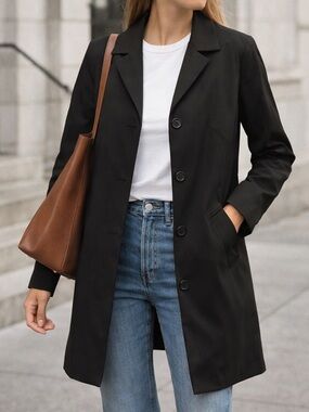 Jones New York Black Mid-Length Blazer Coat – Size Small – Tailored & Timeless